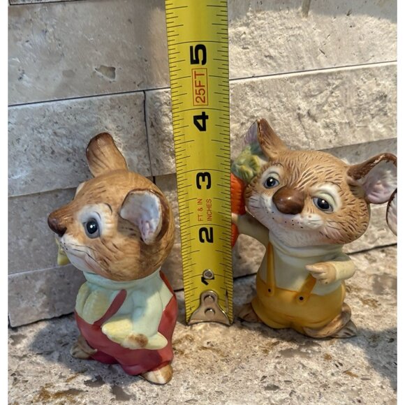 Homco Mice Figurines with Cheese/Corn/Carrot Set of 3 Anthropomorphic - Picture 7 of 7
